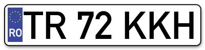 Placuta inmatriculare numar auto  TR-72-KKH, TR 72 KKH, TR72KKH
