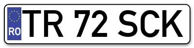 Placuta inmatriculare numar auto  TR-72-SCK, TR 72 SCK, TR72SCK