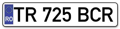 Placuta inmatriculare numar auto  TR-725-BCR, TR 725 BCR, TR725BCR