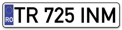 Placuta inmatriculare numar auto  TR-725-INM, TR 725 INM, TR725INM