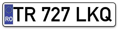 Placuta inmatriculare numar auto  TR-727-LKQ, TR 727 LKQ, TR727LKQ