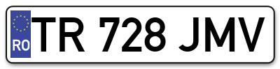 Placuta inmatriculare numar auto  TR-728-JMV, TR 728 JMV, TR728JMV