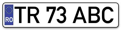 Placuta inmatriculare numar auto  TR-73-ABC, TR 73 ABC, TR73ABC