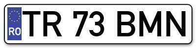 Placuta inmatriculare numar auto  TR-73-BMN, TR 73 BMN, TR73BMN