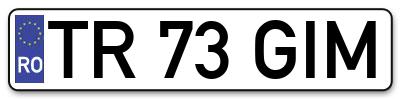Placuta inmatriculare numar auto  TR-73-GIM, TR 73 GIM, TR73GIM