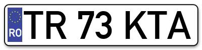 Placuta inmatriculare numar auto  TR-73-KTA, TR 73 KTA, TR73KTA