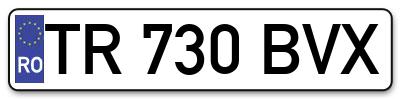 Placuta inmatriculare numar auto  TR-730-BVX, TR 730 BVX, TR730BVX