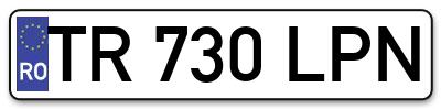 Placuta inmatriculare numar auto  TR-730-LPN, TR 730 LPN, TR730LPN