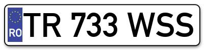 Placuta inmatriculare numar auto  TR-733-WSS, TR 733 WSS, TR733WSS