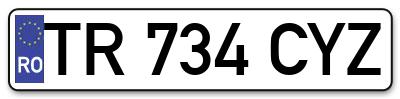 Placuta inmatriculare numar auto  TR-734-CYZ, TR 734 CYZ, TR734CYZ