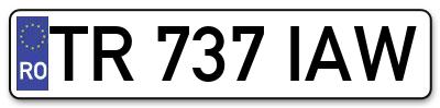 Placuta inmatriculare numar auto  TR-737-IAW, TR 737 IAW, TR737IAW