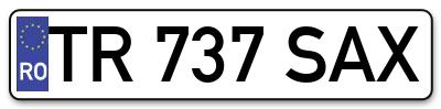 Placuta inmatriculare numar auto  TR-737-SAX, TR 737 SAX, TR737SAX