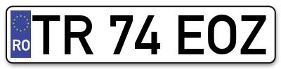 Placuta inmatriculare numar auto  TR-74-EOZ, TR 74 EOZ, TR74EOZ
