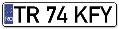Placuta inmatriculare numar auto  TR-74-KFY, TR 74 KFY, TR74KFY