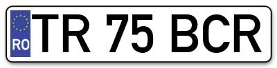 Placuta inmatriculare numar auto  TR-75-BCR, TR 75 BCR, TR75BCR