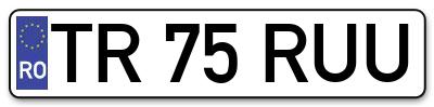 Placuta inmatriculare numar auto  TR-75-RUU, TR 75 RUU, TR75RUU