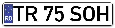 Placuta inmatriculare numar auto  TR-75-SOH, TR 75 SOH, TR75SOH