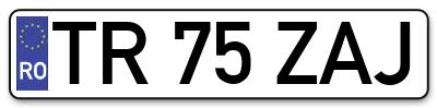 Placuta inmatriculare numar auto  TR-75-ZAJ, TR 75 ZAJ, TR75ZAJ