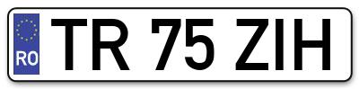 Placuta inmatriculare numar auto  TR-75-ZIH, TR 75 ZIH, TR75ZIH