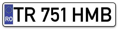 Placuta inmatriculare numar auto  TR-751-HMB, TR 751 HMB, TR751HMB