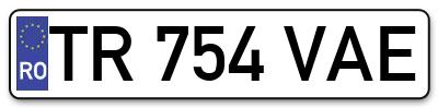Placuta inmatriculare numar auto  TR-754-VAE, TR 754 VAE, TR754VAE