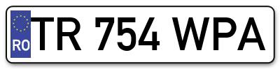 Placuta inmatriculare numar auto  TR-754-WPA, TR 754 WPA, TR754WPA