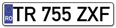 Placuta inmatriculare numar auto  TR-755-ZXF, TR 755 ZXF, TR755ZXF