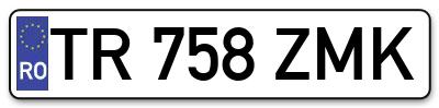 Placuta inmatriculare numar auto  TR-758-ZMK, TR 758 ZMK, TR758ZMK