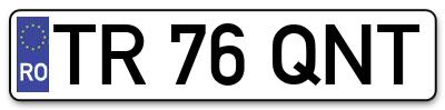Placuta inmatriculare numar auto  TR-76-QNT, TR 76 QNT, TR76QNT