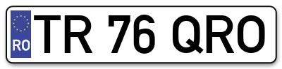 Placuta inmatriculare numar auto  TR-76-QRO, TR 76 QRO, TR76QRO