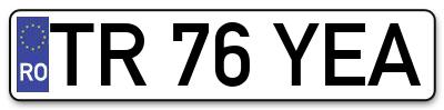 Placuta inmatriculare numar auto  TR-76-YEA, TR 76 YEA, TR76YEA