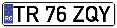 Placuta inmatriculare numar auto  TR-76-ZQY, TR 76 ZQY, TR76ZQY