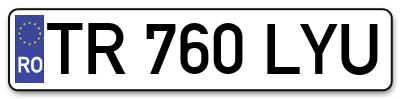 Placuta inmatriculare numar auto  TR-760-LYU, TR 760 LYU, TR760LYU