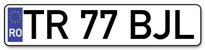 Placuta inmatriculare numar auto  TR-77-BJL, TR 77 BJL, TR77BJL