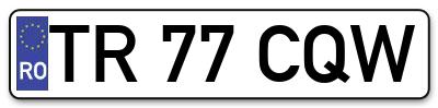 Placuta inmatriculare numar auto  TR-77-CQW, TR 77 CQW, TR77CQW