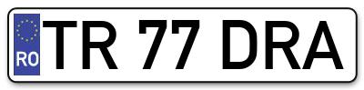 Placuta inmatriculare numar auto  TR-77-DRA, TR 77 DRA, TR77DRA
