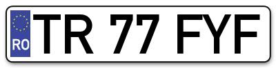 Placuta inmatriculare numar auto  TR-77-FYF, TR 77 FYF, TR77FYF