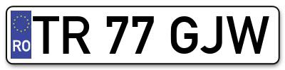 Placuta inmatriculare numar auto  TR-77-GJW, TR 77 GJW, TR77GJW
