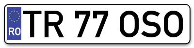 Placuta inmatriculare numar auto  TR-77-OSO, TR 77 OSO, TR77OSO