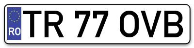 Placuta inmatriculare numar auto  TR-77-OVB, TR 77 OVB, TR77OVB