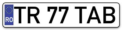 Placuta inmatriculare numar auto  TR-77-TAB, TR 77 TAB, TR77TAB