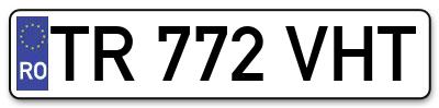 Placuta inmatriculare numar auto  TR-772-VHT, TR 772 VHT, TR772VHT