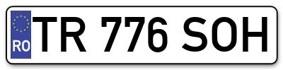 Placuta inmatriculare numar auto  TR-776-SOH, TR 776 SOH, TR776SOH