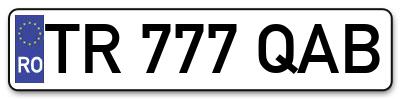 Placuta inmatriculare numar auto  TR-777-QAB, TR 777 QAB, TR777QAB