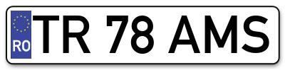 Placuta inmatriculare numar auto  TR-78-AMS, TR 78 AMS, TR78AMS