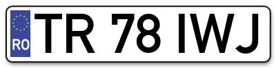Placuta inmatriculare numar auto  TR-78-IWJ, TR 78 IWJ, TR78IWJ