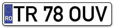 Placuta inmatriculare numar auto  TR-78-OUV, TR 78 OUV, TR78OUV