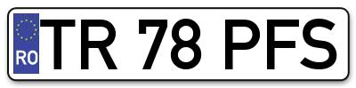 Placuta inmatriculare numar auto  TR-78-PFS, TR 78 PFS, TR78PFS