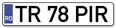 Placuta inmatriculare numar auto  TR-78-PIR, TR 78 PIR, TR78PIR