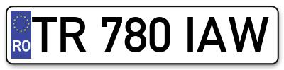 Placuta inmatriculare numar auto  TR-780-IAW, TR 780 IAW, TR780IAW